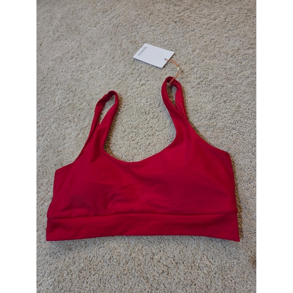 Quince Sports Bra Womens Small Red Recycled Polyamide Scoop Neck NWT